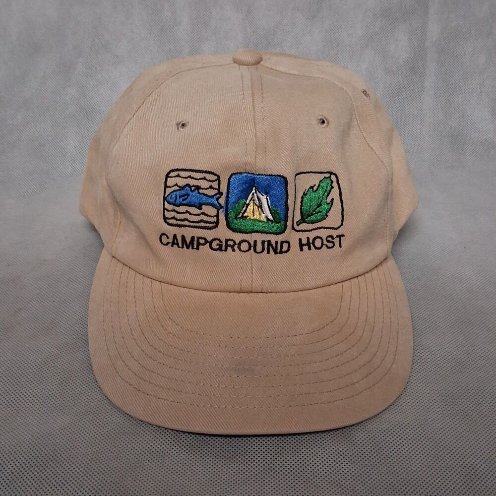 Yupoong Snapback Hat Campground Host Beige Adjustable
